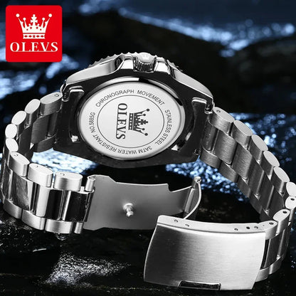 OLEVS Original Quartz Watch for Men Stainles Steel Waterproof Sports Watches Fashion Luxury Top Brand Men's Wristwatches 5885