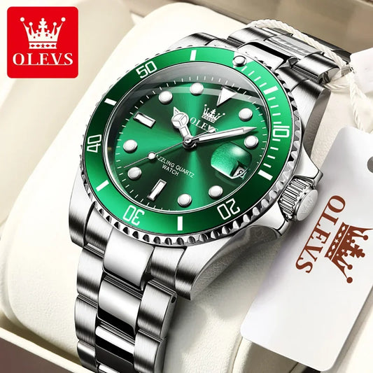 OLEVS Original Quartz Watch for Men Stainles Steel Waterproof Sports Watches Fashion Luxury Top Brand Men's Wristwatches 5885